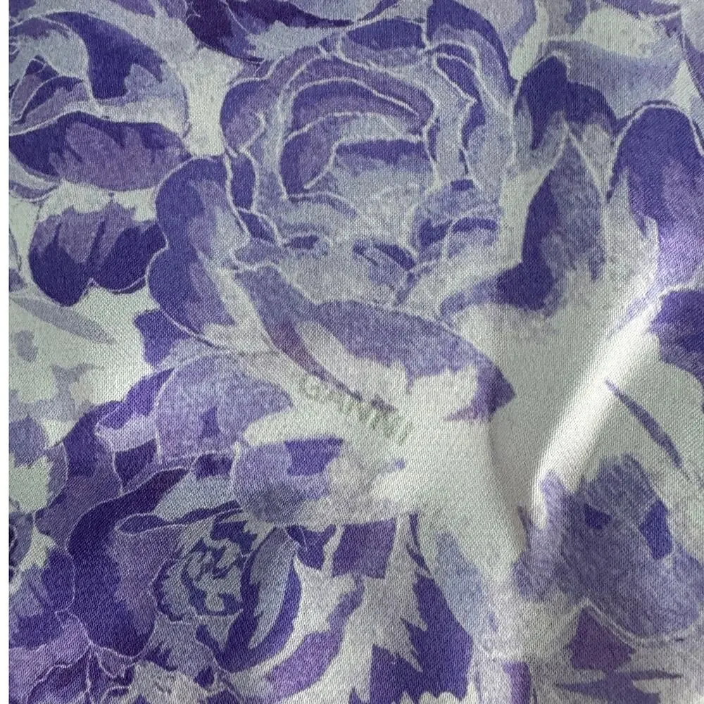GANNI Heavy Satin Top + Pierced Detail Skirt Set violet tulip size 42 US 10/12